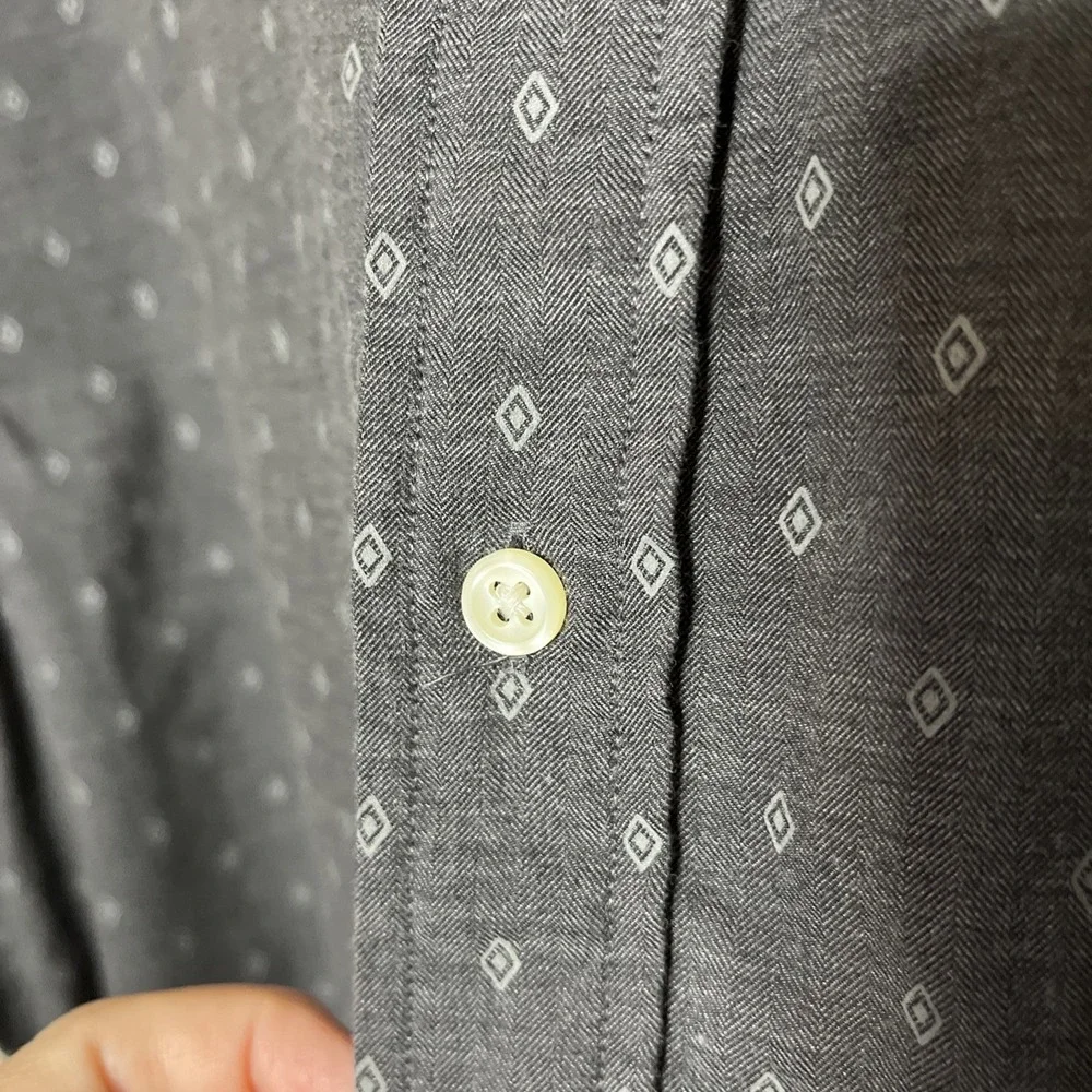 Polo Ralph Lauren Men's Gray Diamond Pattern Button Front L/S‎ Shirt Sz Large
